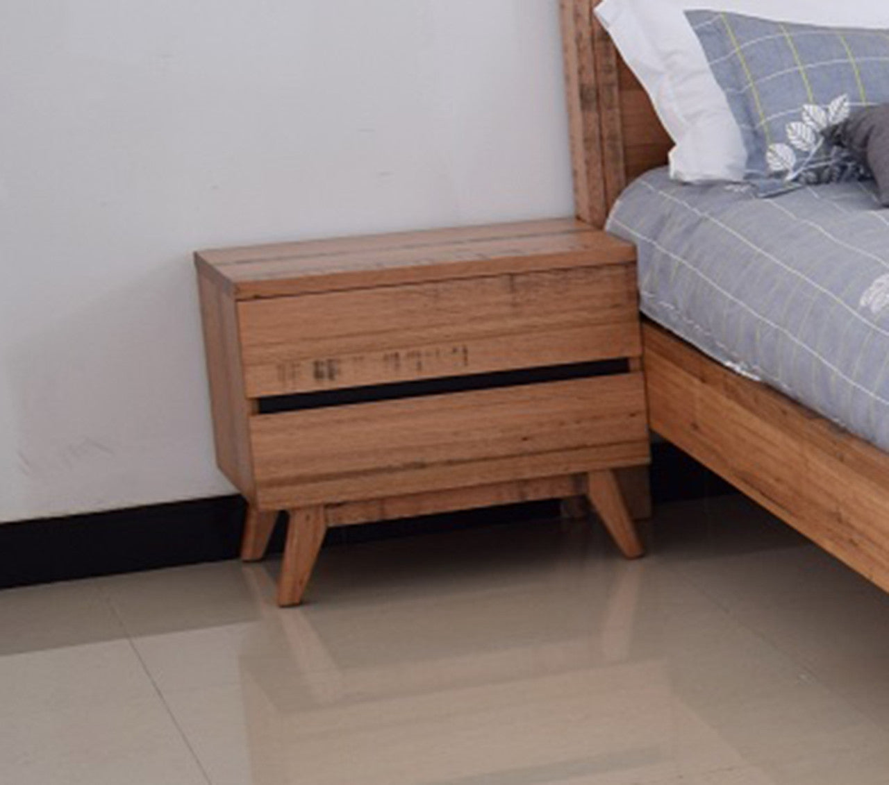 Birmingham 2 Drawer Bedside Table - Rustic Oak