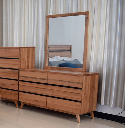 Birmingham 6 Drawer Dresser With Mirror - Rustic Oak