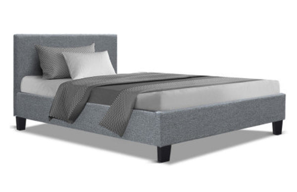 KING SINGLE RAEMOND LINEN FABRIC BED - GREY
