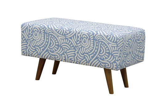 RAILEY RECTANGULAR OTTOMAN - COTTON BLEND FABRIC/SOLID TIMBER - 430(H) X  800(W) - BLUE, GREEN, RED AND ORANGE