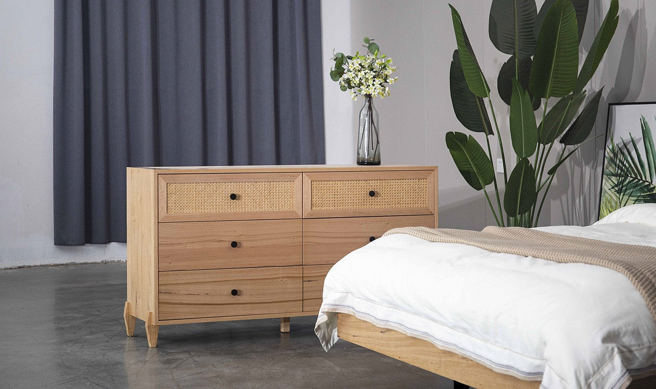 BRAUN RATTAN (AUSSIE MADE) 6 DRAWER LOWBOY - MESSMATE
