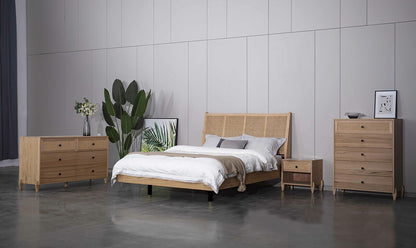 BRAUN QUEEB RATTAN  5 PIECE (DRESSER) BEDROOM SUITE - MESSMATE