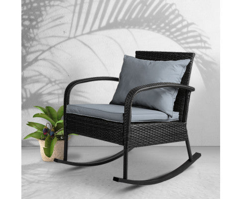 CLARENCE INDOOR/ OUTDOOR ROCKING CHAIR  - BLACK