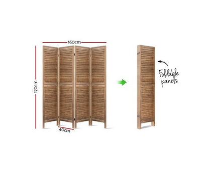 ROLLY  ROOM DIVIDER PRIVACY SCREEN  FOLDABLE 4  PARTITION STAND -  BROWN