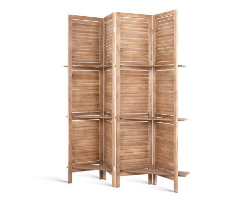 Stinrom Room Divider Privacy Screen Foldable 4 Partition Stand - Brown