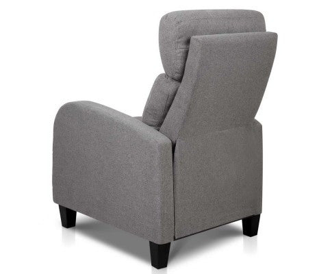 SARAH LINEN FABRIC RECLINER ARM CHAIR - SILVER GREY