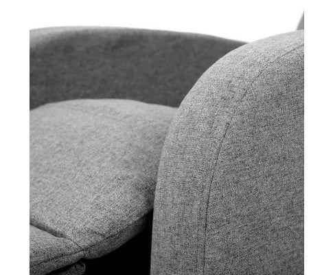 SARAH LINEN FABRIC RECLINER ARM CHAIR - SILVER GREY
