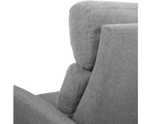 SARAH LINEN FABRIC RECLINER ARM CHAIR - SILVER GREY