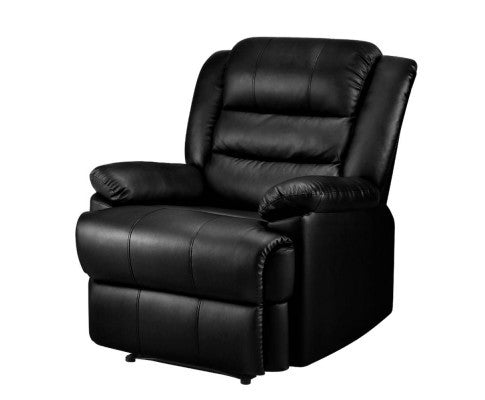 RIORDAN SINGLE SEATER PU LEATHER RECLINER ARM CHAIR - BLACK