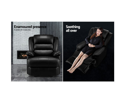 RIORDAN SINGLE SEATER PU LEATHER RECLINER ARM CHAIR - BLACK