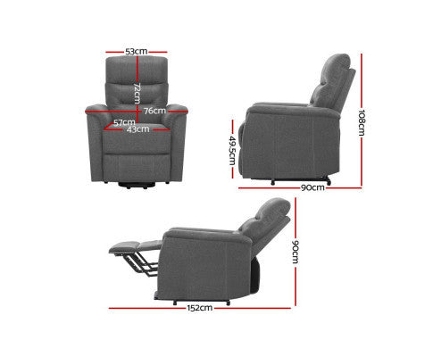 ELSINORE FABRIC ADJUSTABLE RECLINER CHAIR - GREY