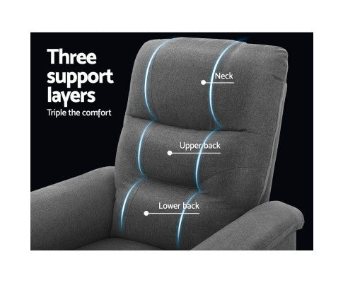 ELSINORE FABRIC ADJUSTABLE RECLINER CHAIR - GREY