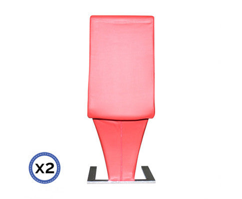 AMARI (SET OF 2) Z-SHAPED LEATHERETTE DINING CHAIR - RED