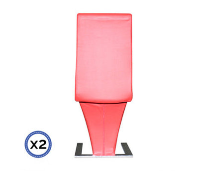 AMARI (SET OF 2) Z-SHAPED LEATHERETTE DINING CHAIR - RED