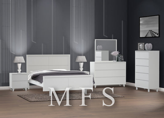DOUBLE OR QUEEN SWANWORTH (CUSTOM MADE) 5 PIECE (DRESSER) BEDROOM SUITE - ASSORTED COLOURS