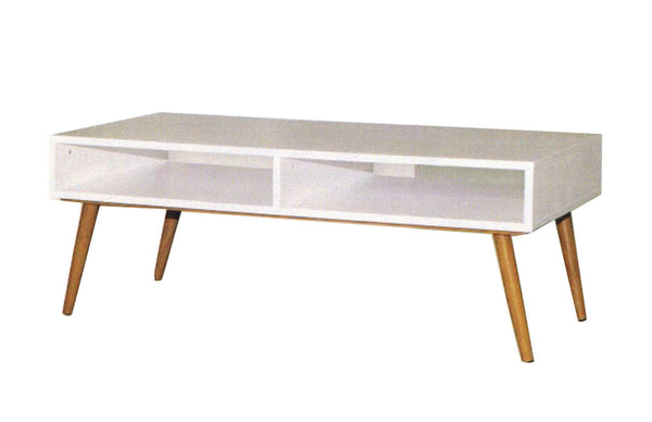 RETRO COFFEE TABLE WITH CONSOLES - 1200(W) X 600(D) - MATTE WHITE
