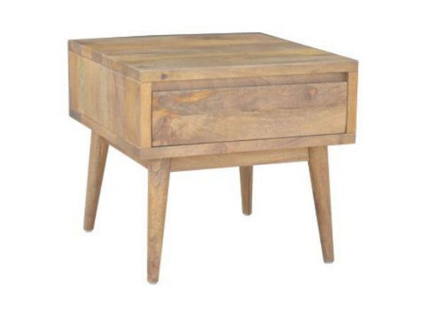 RETRO  SIDE TABLE  WITH 1 DRAWER  (WORE-006) - LIGHT OAK