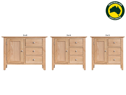 ROBINHOOD (AUSSIE MADE) BUFFET COLLECTION - TASSIE OAK COMBINATION - ASSORTED STAINED COLOURS - STARTING FROM $899