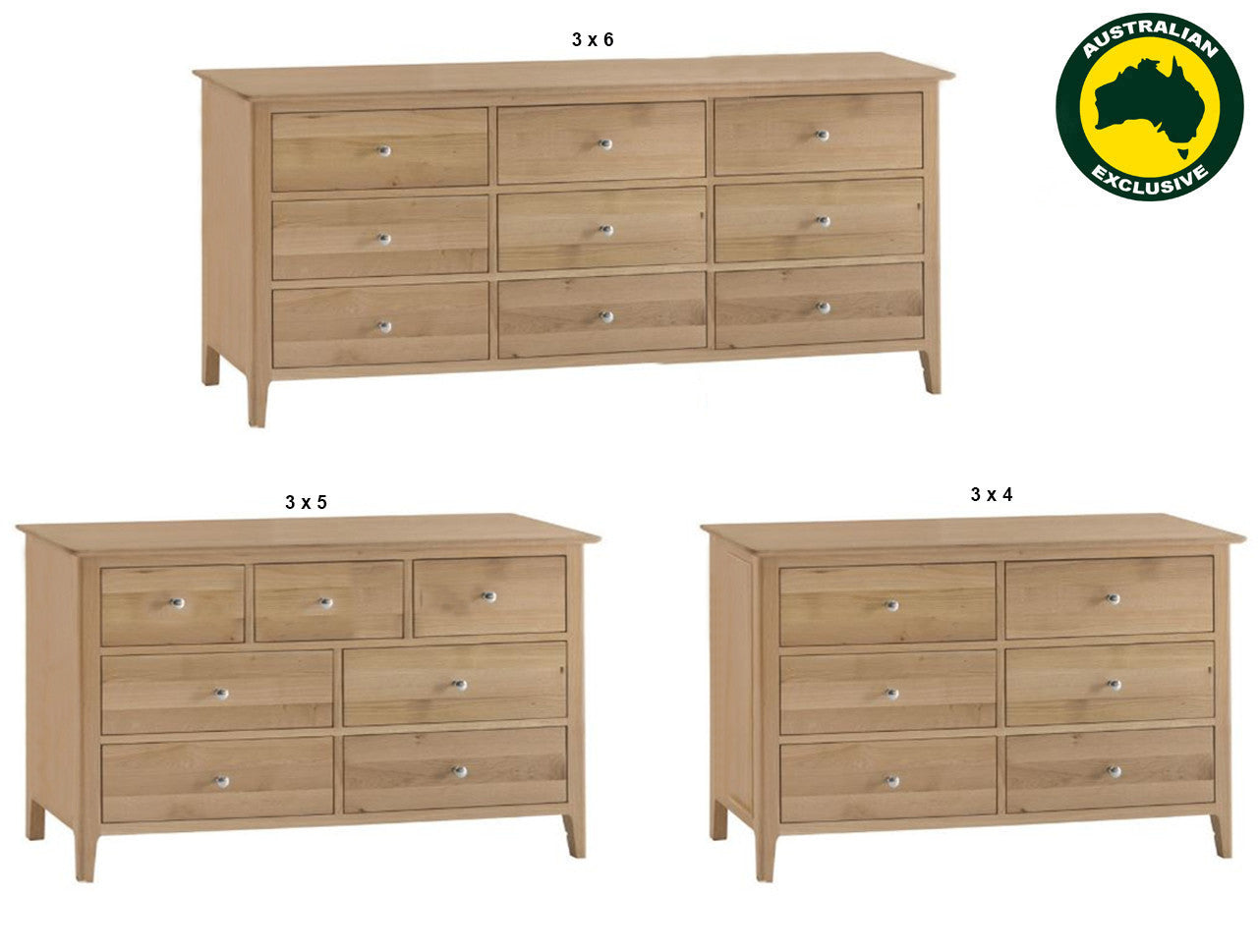 Robinhood (AUSSIE MADE) Lowboy Collection - Tassie Oak Combination - Assorted Stained Colours