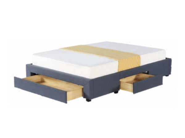 QUEEN ROCHELLE FABRIC BED WITH DRAWERS - DARK GREY