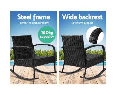 CLARENCE INDOOR/ OUTDOOR ROCKING CHAIR  - BLACK