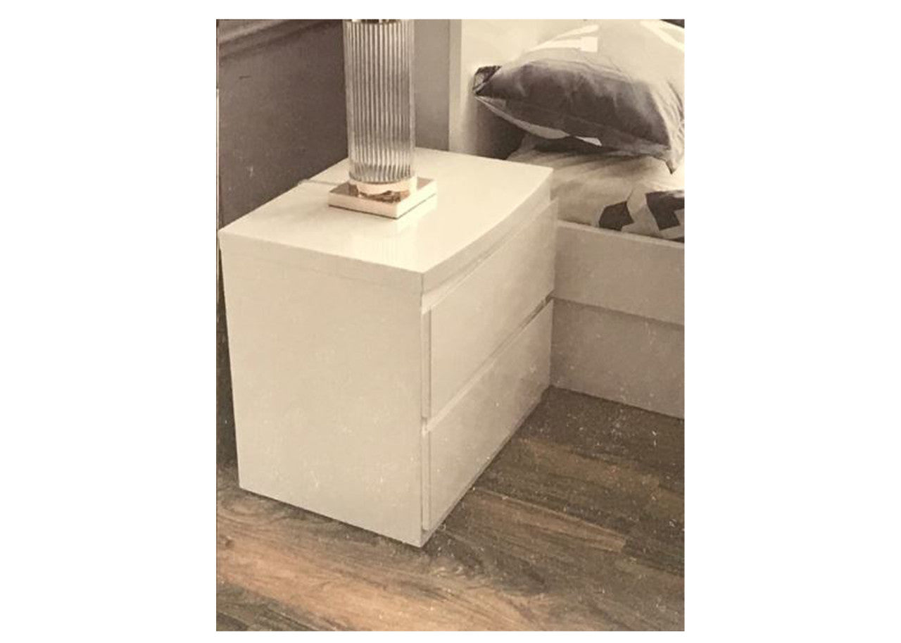 Rogan Bedside Table With 2 Drawers - (LS 718 BS) - High Gloss White