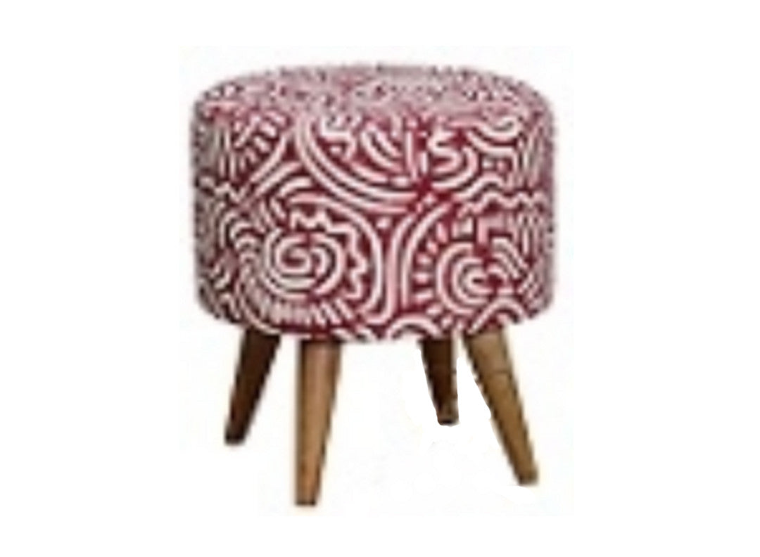 Round Fabric Ottoman - 400(DIA) (MODEL:OT 80 43 RD) - 430(H) X 400(DIA) - Red