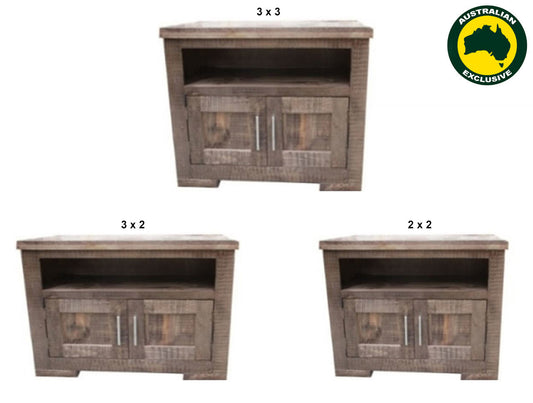 Rustic (AUSSIE MADE) 2 Door TV Unit Collection - Assorted Stained Colours