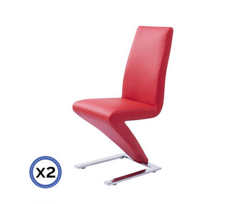 Amari (SET OF 2) Z-shaped Leatherette Dining Chair - Red