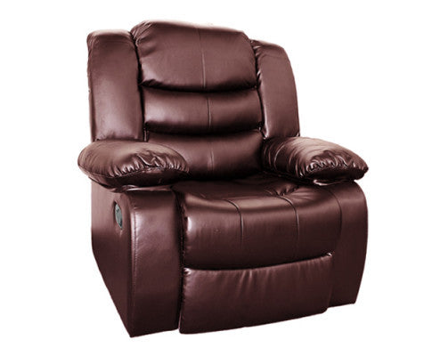 HANNY  BONDED LEATHER SINGLE RECLINER  - BROWN