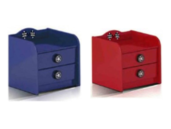 SENNA/RACER 2 DRAWER BEDSIDE TABLE - RED OR BLUE
