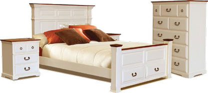 RADISON QUEEN 4 PIECE TALLBOY BEDROOM SUITE (3392) - TWO TONED (OFF WHITE / DIRTY OAK)