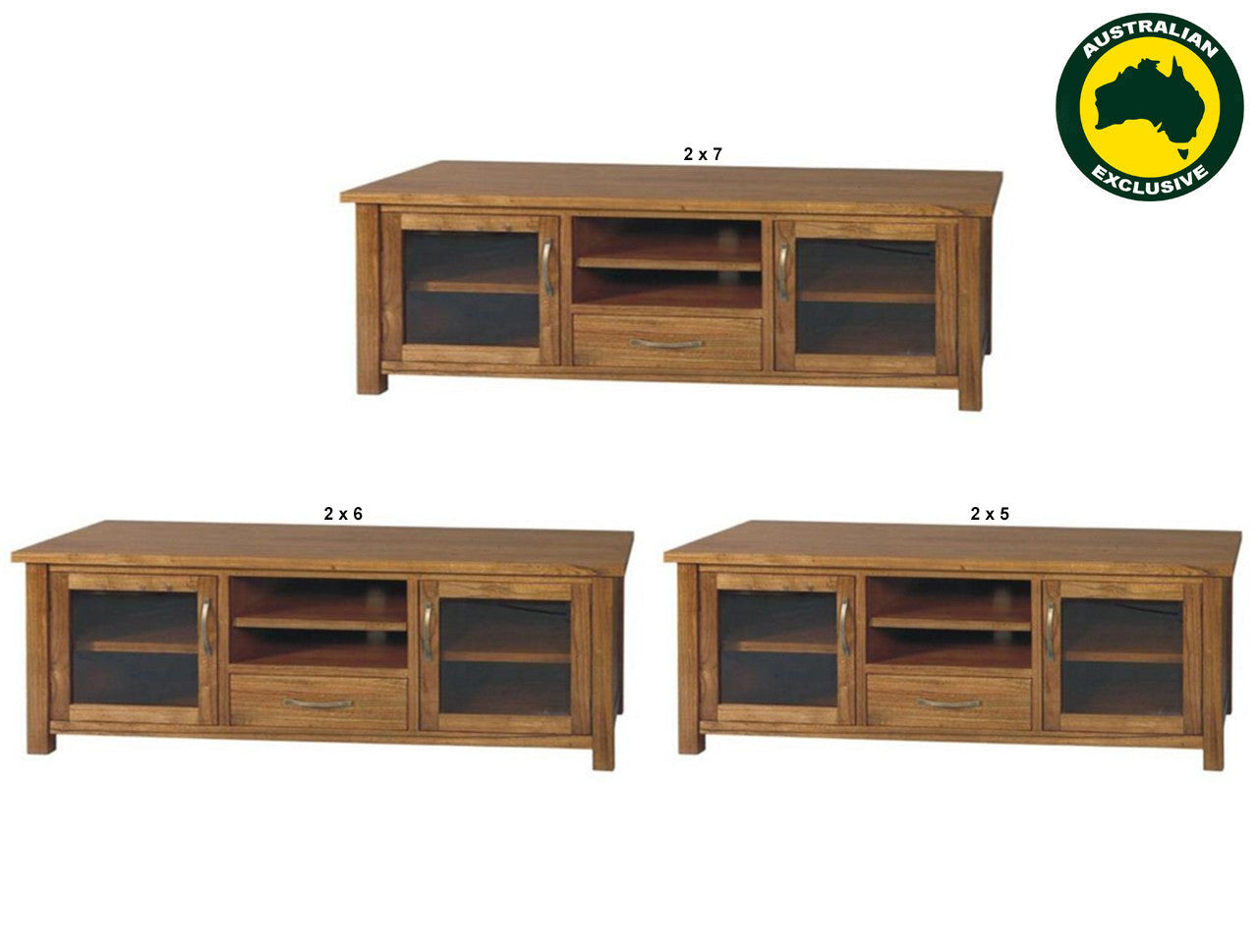 Radius (AUSSIE MADE) 2 Door Entertainment Unit With 1 Drawer Collection - Assorted Stained Colours