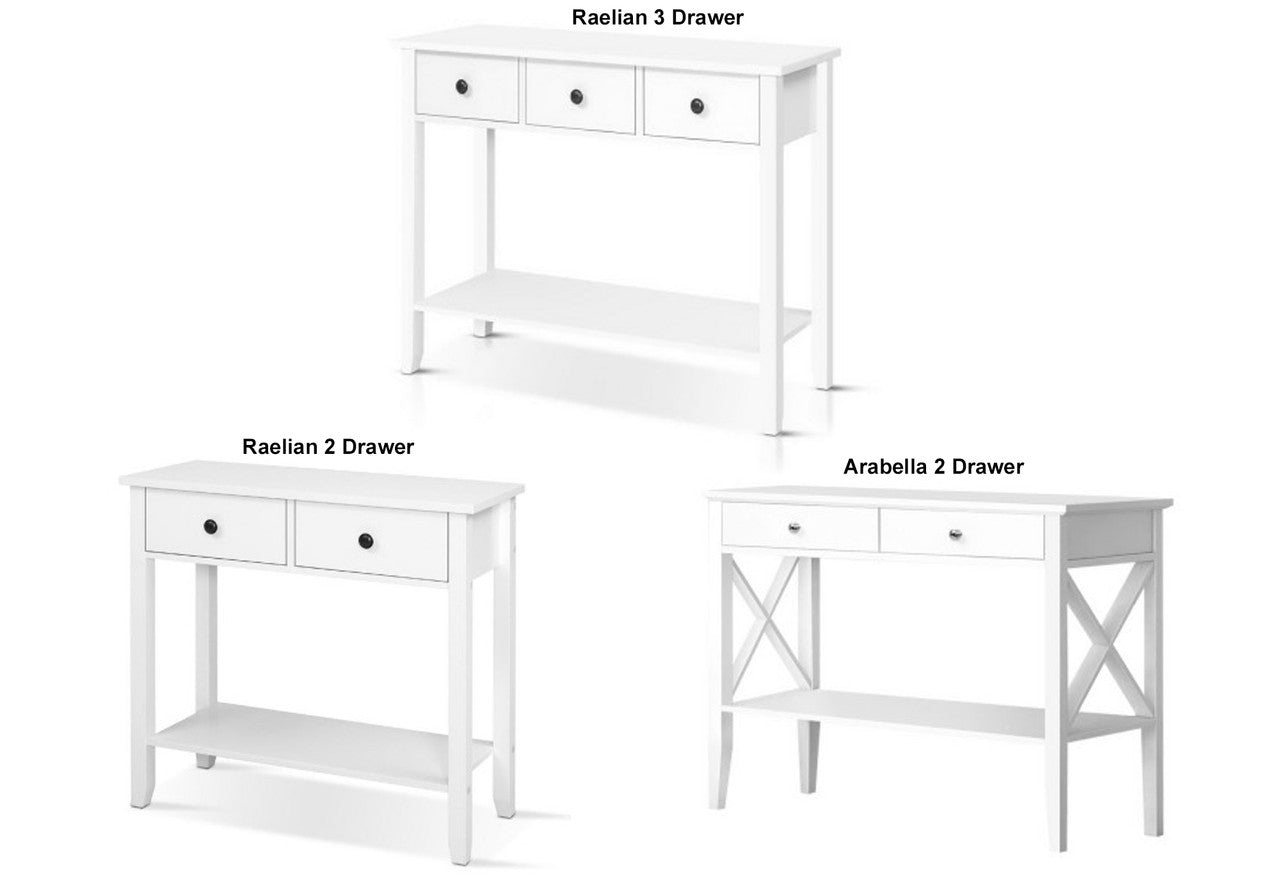 RAELIAN / ARABELLA CONSOLE TABLE COLLECTION - WHITE - STARTING FROM $199