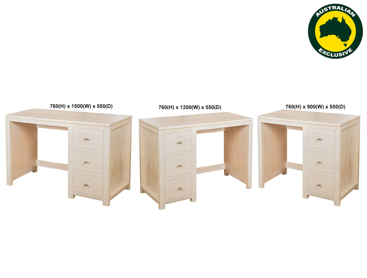 Retro (AUSSIE MADE) 3 Drawer Desk Collection - Assorted Painted Colours