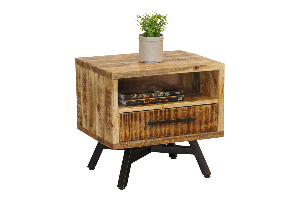 Retro Lamp Table - Rustic Mango