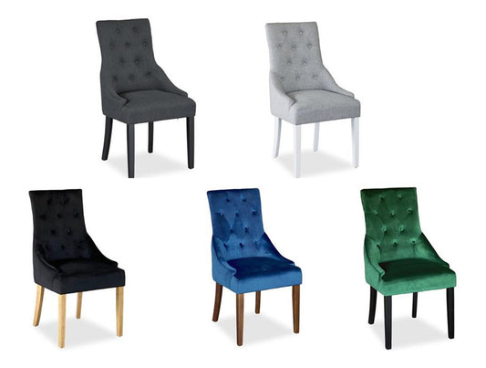 Riga Fabric / Velvet Dining Chair - 950(H) X 510(W) X 620(D) - Assorted Colours