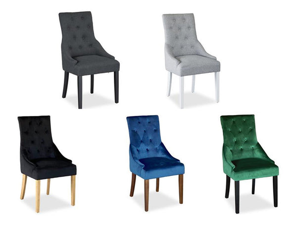 RIGA FABRIC / VELVET DINING CHAIR - 950(H) x 510(W) x 620(D) - ASSORTED COLOURS