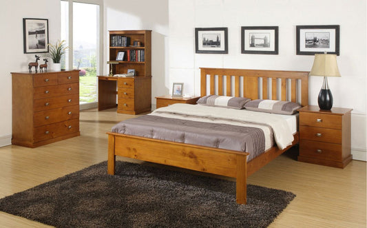 DOUBLE OR QUEEN DESTIN (AUSSIE MADE) 5 PIECE (DRESSER) BEDROOM SUITE - ASSORTED COLOURS