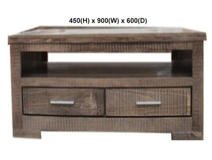 RUSTIC (AUSSIE MADE) 2 DRAWER COFFEE TABLE COLLECTION - ASSORTED STAINED COLOURS - STARTING FROM $599