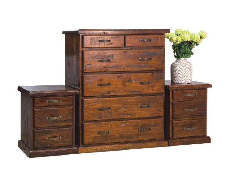 Rustic 3 Piece Chest Set (6+3+3) - Rustic Rough Sawn