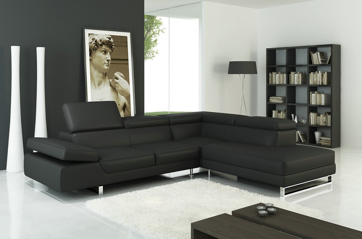 Lucian 3 Seater Chaise Lounge Suite(MODEL-S4448) In Top Grain Leather + Pvc - Assorted Colours