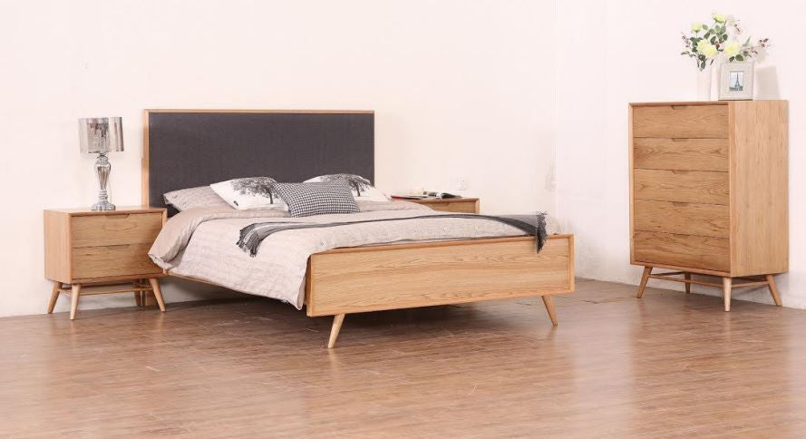 Algiers Queen 4 Piece (TALLBOY) Bedroom Suite - (MODEL-19-5-22-9-12-12-5) - Natural