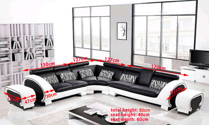 CAELAN CORNER LOUNGE SUITE( MODEL-S810) IN TOP GRAIN LEATHER + PVC - ASSORTED COLOURS