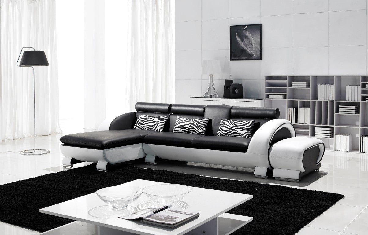 Caelan 3 Seater Chaise Lounge Suite(MODEL-S810C) In Top Grain Leather + Pvc - Assorted Colours
