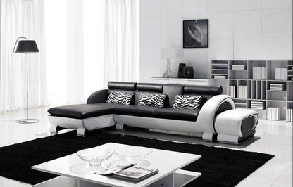 CAELAN 3 SEATER CHAISE LOUNGE SUITE( MODEL-S810C) IN TOP GRAIN LEATHER + PVC - ASSORTED COLOURS