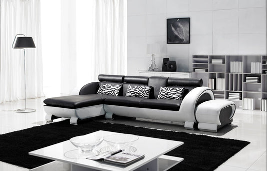 Caelan 3 Seater Chaise Lounge Suite(MODEL-S810C) In Top Grain Leather + Pvc - Assorted Colours