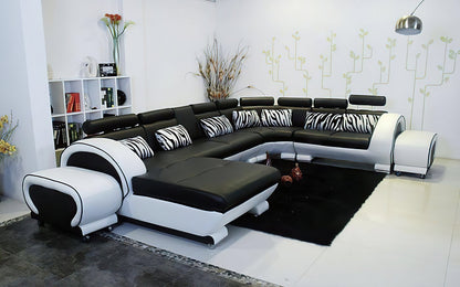 CAELAN CHAISE LOUNGE SUITE( MODEL-S810D) IN TOP GRAIN LEATHER + PVC - ASSORTED COLOURS