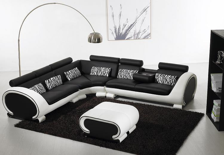 Caelan Corner Lounge Suite(MODEL-S810) In Top Grain Leather + Pvc - Assorted Colours
