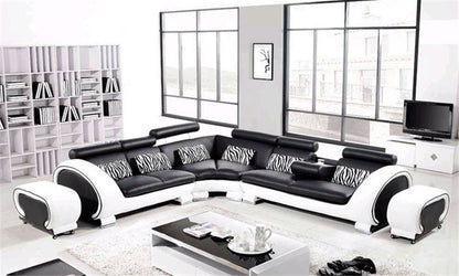 CAELAN CORNER LOUNGE SUITE( MODEL-S810) IN TOP GRAIN LEATHER + PVC - ASSORTED COLOURS